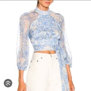 Amanda Uprichard Long Sleeve Aurelie Top in Wish Print  Open Back Revolve S